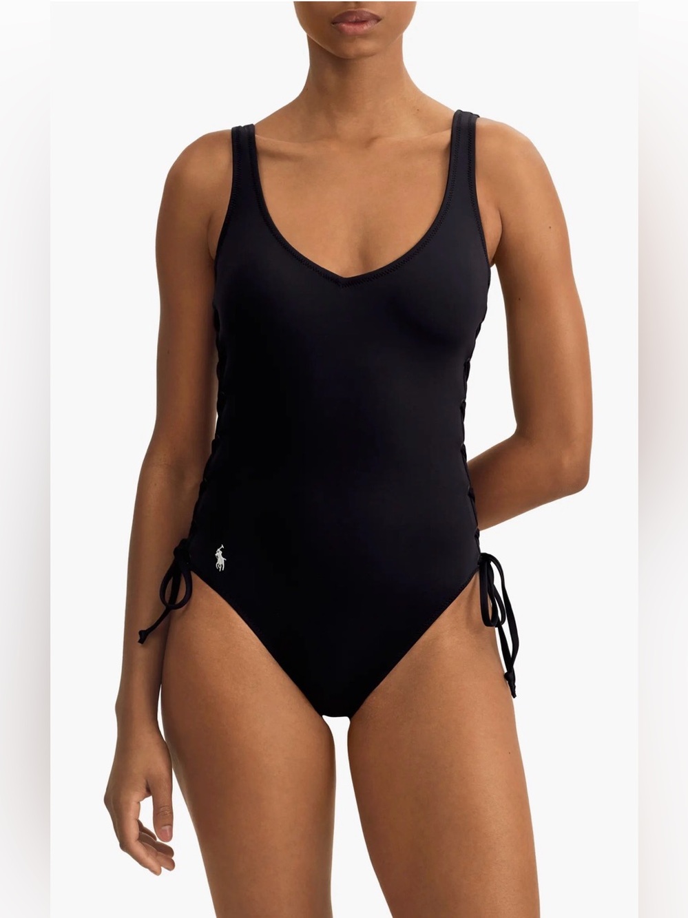 Polo Ralph Lauren Lace-Up Side One-Piece Swimsuit Pony Logo NWOT